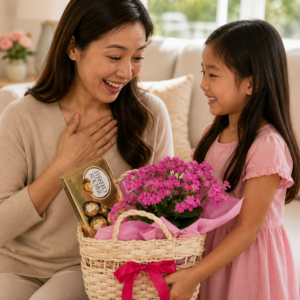 Cestinha Rústica de Kalanchoe e Ferrero Rocher 8 Unidades