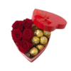 Mini Box Coração 6 Rosas Vermelhas e 6 Ferrero Rocher