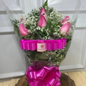 Buquê de 6 Rosas Cor-de-Rosa
