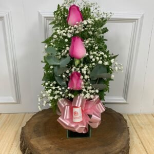 Arranjo Clássico - 3 Rosas Cor-de-Rosa