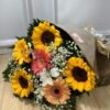 Buquê de 3 Girassóis e 3 Gérberas Coloridas