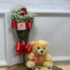 Kit - Rosa Vermelha, Urso P, Ferrero Rocher 3 Unidades