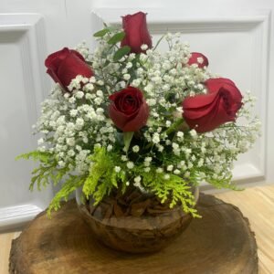 Aquário de 8 Rosas Vermelhas