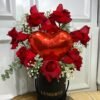 Box 8 Rosas Vermelhas em Formato de Coração com Balão