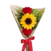 Buquê de 2 Rosas Vermelhas e 1 Girassol