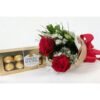 Buquê de 2 Rosas Vermelhas e Ferrero Rocher 8 Unidades