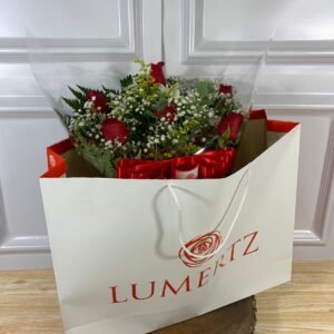 Buquê Na Sacola - 6 Rosas Vermelhas Clássico