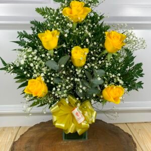 Arranjo de 6 Rosas Amarelas