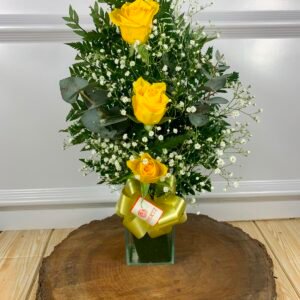 Arranjo de 3 Rosas Amarelas