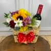 Cestinha Rústica de Flores do Campo e Mini Vinho Casillero Cabernet Sauvignon 375ml