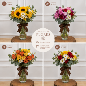 Assinatura Floral – Flores de Corte Em Vaso de Vidro Alto – Escolha a Frequência - Imagem 3